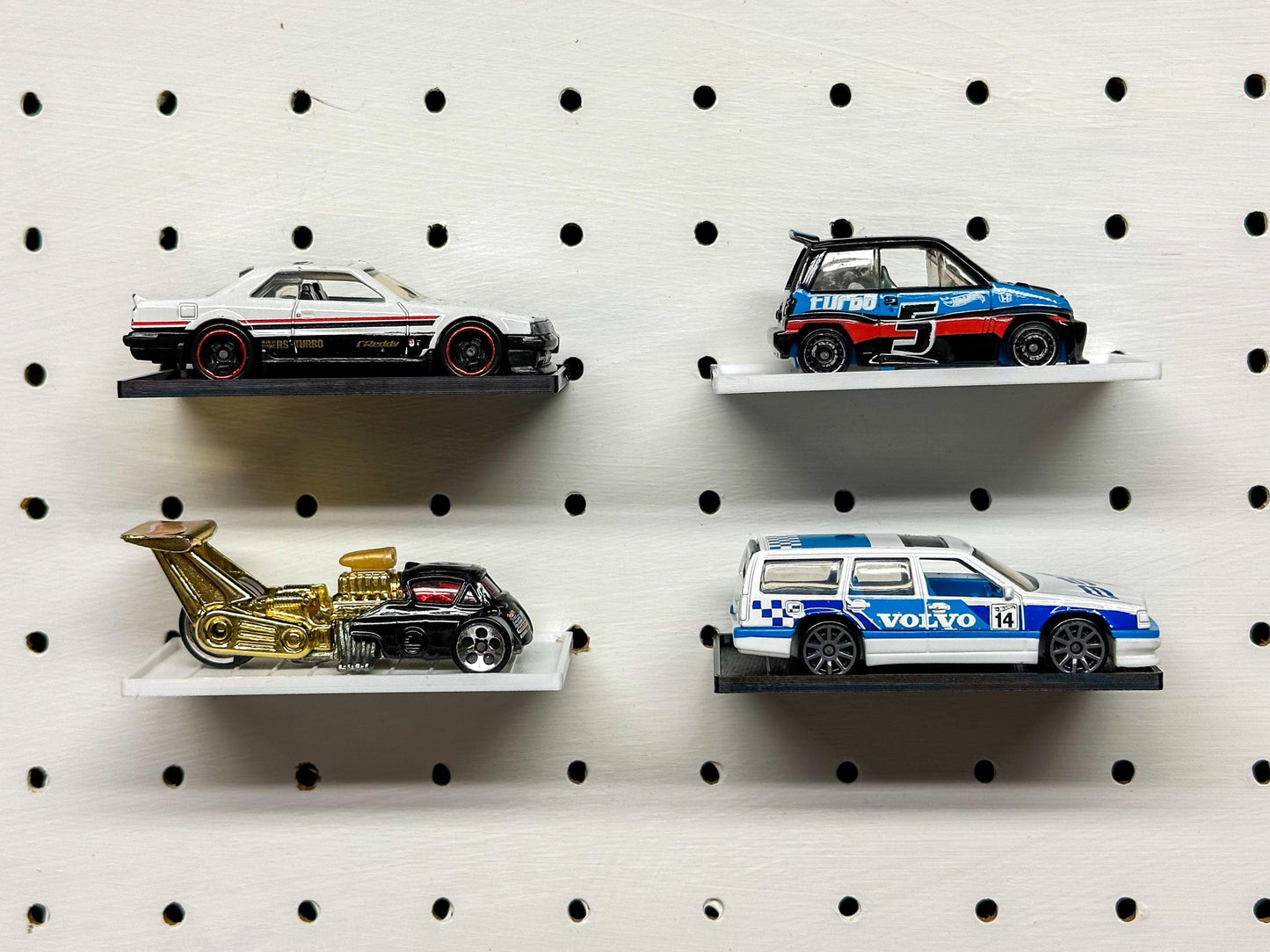 Flat Hot Wheels Pegboard Shelves - Perfect for Displaying Your Open Die Cast Cars Collection