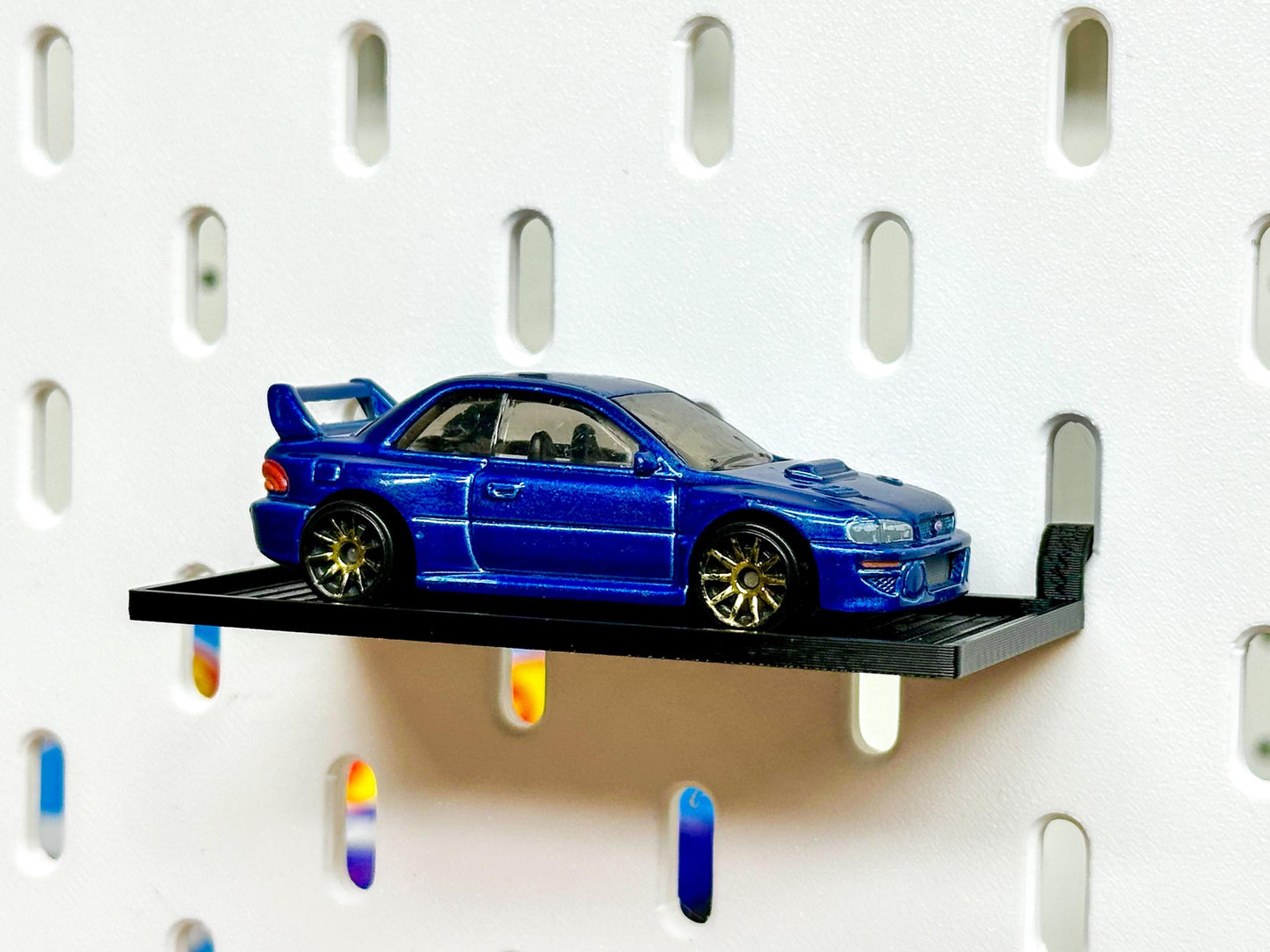 Diecast Car Shelves, IKEA SKADIS Compatible, Perfect for Displaying Your Open Die Cast Cars Collection on SKADIS Pegboard, Flat or Angled