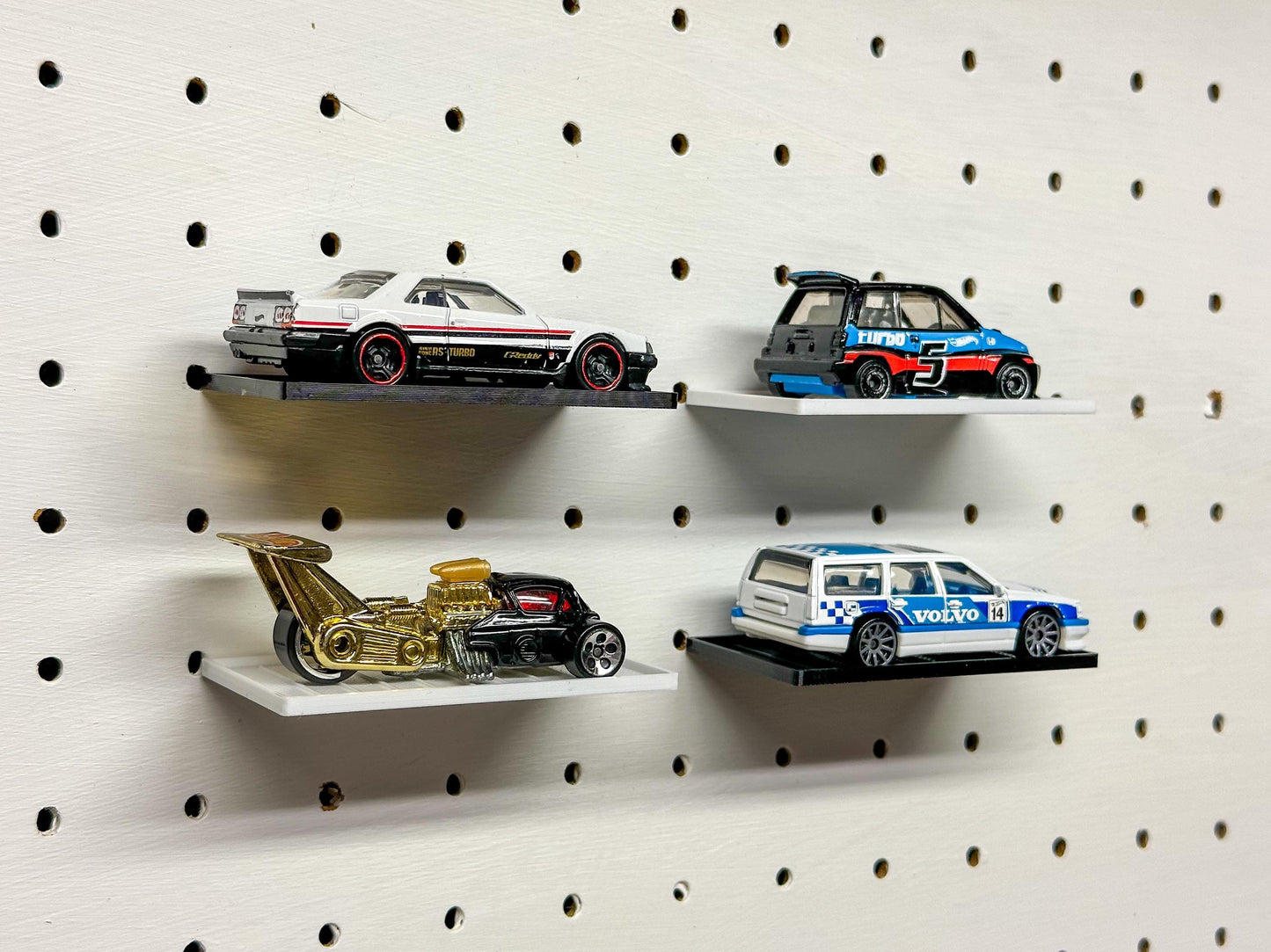 Flat Hot Wheels Pegboard Shelves - Perfect for Displaying Your Open Die Cast Cars Collection