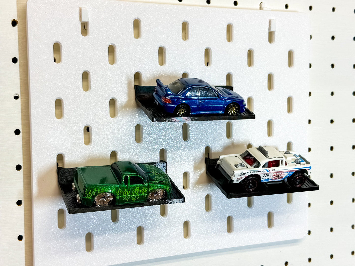 Angled IKEA SKADIS Compatible Diecast Car Shelf - Set of 10