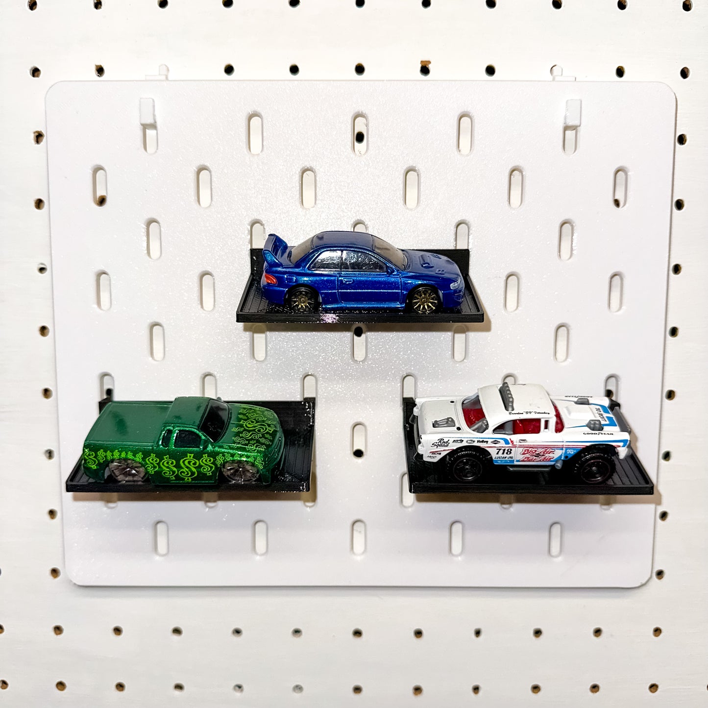 Angled IKEA SKADIS Compatible Diecast Car Shelf - Set of 10