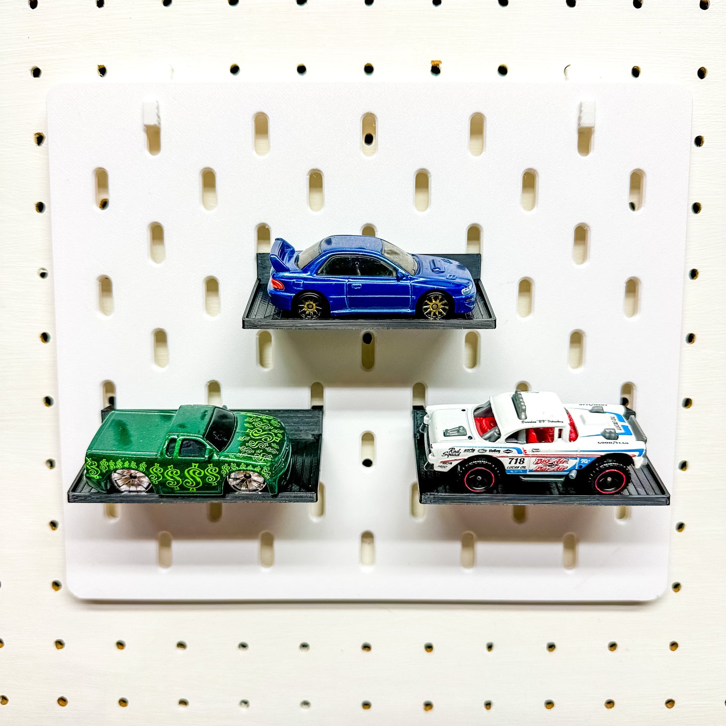 Angled IKEA SKADIS Compatible Diecast Car Shelf - Set of 10