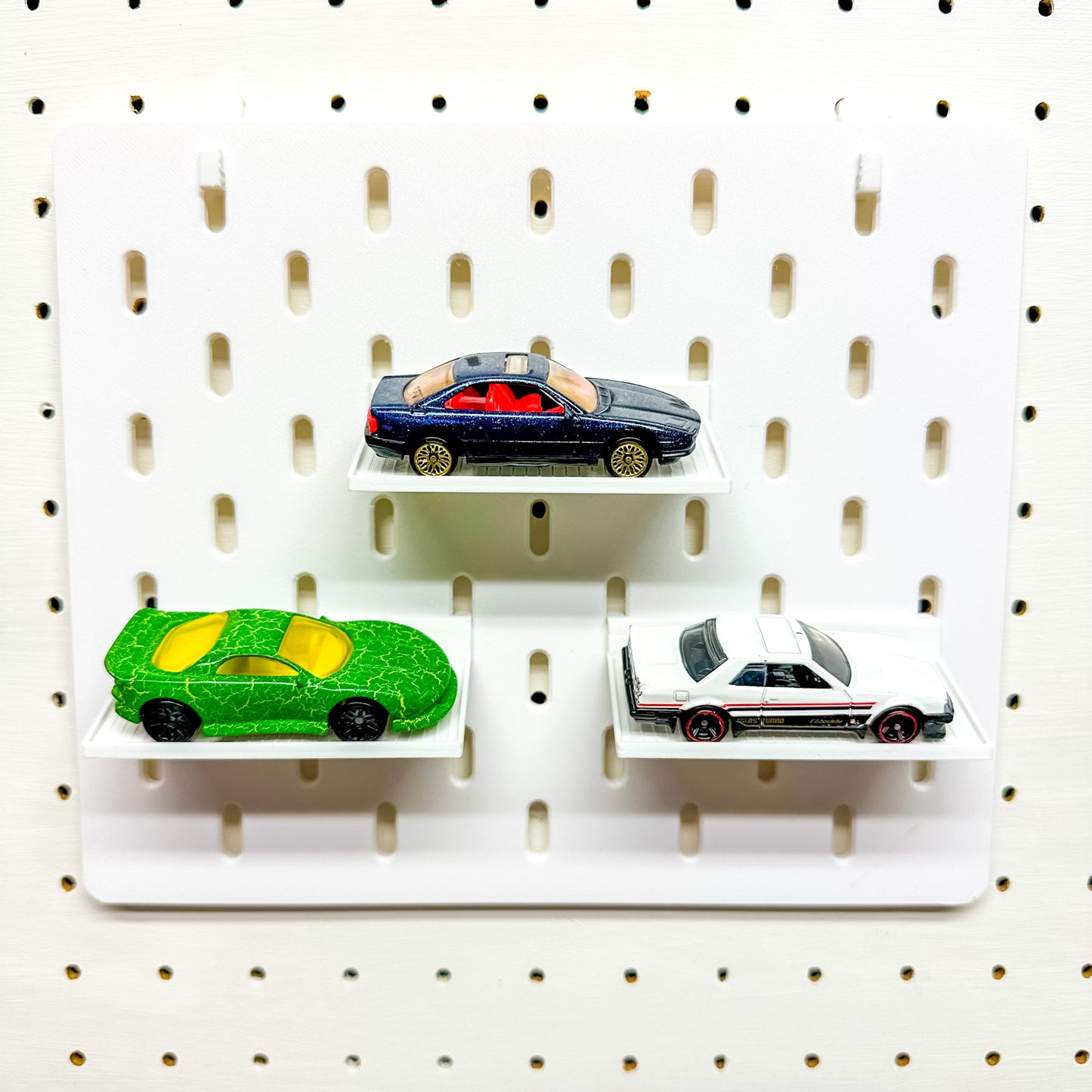 Angled IKEA SKADIS Compatible Diecast Car Shelf - Set of 10