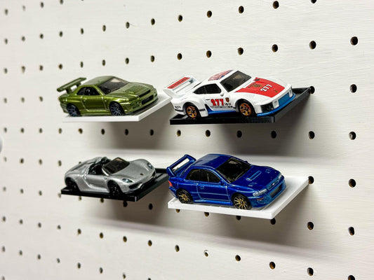 Angled Hot Wheels Pegboard Shelves - Perfect for Displaying Your Open Die Cast Cars Collection